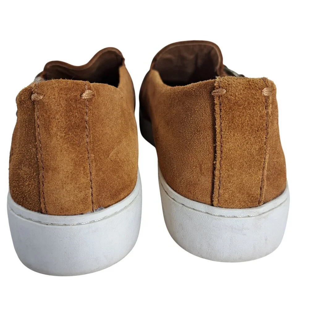 Frye Lena Harness Slip On Suede Loafers Low Top Sneakers Size 6.5 Brown Leather